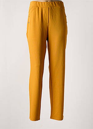 Pantalon droit taille élastique jaune HALOGENE femme
