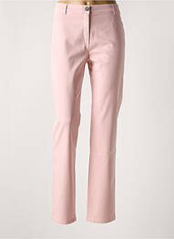 Pantalon droit fermeture zippée sous rabat boutonné rose clair DIVAS femme