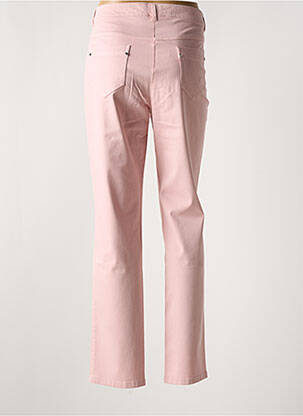 Pantalon droit fermeture zippée sous rabat boutonné rose clair DIVAS femme