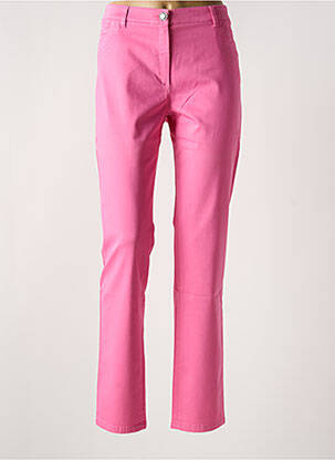 Pantalon droit fermeture zippée sous rabat boutonné rose DIVAS femme