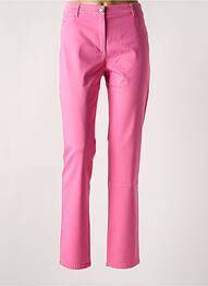 Pantalon droit fermeture zippée sous rabat boutonné rose DIVAS femme