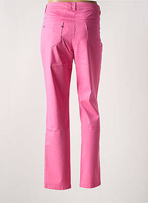 Pantalon droit fermeture zippée sous rabat boutonné rose DIVAS femme