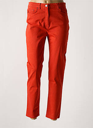 Pantalon 7/8 fermeture zippée sous rabat boutonné orange ANTONELLE femme