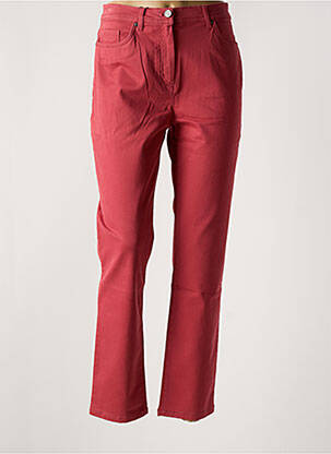 Pantalon droit fermeture zippée sous rabat boutonné rouge ANTONELLE femme