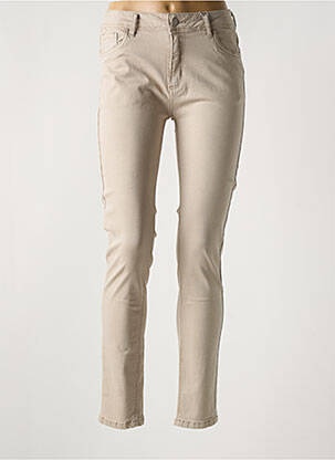 Pantalon slim fermeture zippée sous rabat boutonné beige NORFY femme