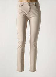 Pantalon slim fermeture zippée sous rabat boutonné beige NORFY femme