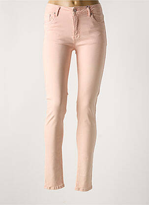 Pantalon slim fermeture zippée sous rabat boutonné rose NORFY femme