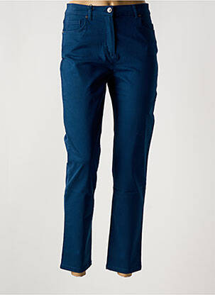Pantalon 7/8 fermeture zippée sous rabat boutonné bleu ANTONELLE femme