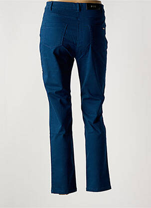 Pantalon 7/8 fermeture zippée sous rabat boutonné bleu ANTONELLE femme