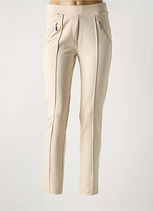 Pantalon slim taille élastique beige FEMMES JE VOUS AIME femme