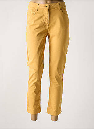 Pantalon 7/8 fermeture zippée sous rabat boutonné jaune CARLA KOPS femme