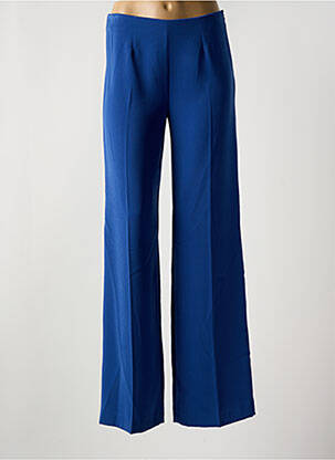 Pantalon large fermeture zip latéral taille haute bleu COTTONADE femme