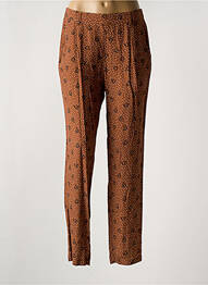 Pantalon droit tissage crêpe taille normale marron DIVAS femme