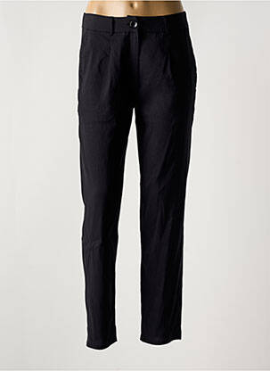 Pantalon chino fermeture zippée sous rabat boutonné taille haute noir KOKOMARINA femme