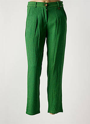 Pantalon chino fermeture zippée sous rabat boutonné taille haute vert AGATHE & LOUISE femme