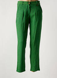 Pantalon chino fermeture zippée sous rabat boutonné taille haute vert AGATHE & LOUISE femme