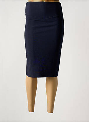 Jupe mi-longue taille élastique bleu MODE DE PARIS femme