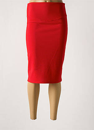 Jupe mi-longue taille élastique rouge MODE DE PARIS femme