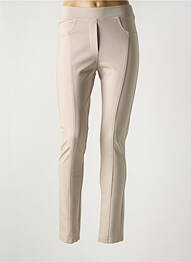 Pantalon slim taille élastique beige FEMMES JE VOUS AIME femme