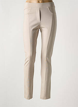 Pantalon slim taille élastique beige FEMMES JE VOUS AIME femme