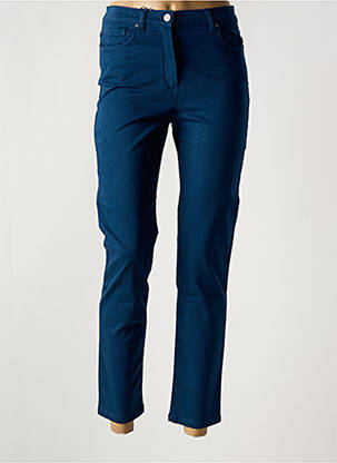 Pantalon 7/8 fermeture zippée sous rabat boutonné bleu ANTONELLE femme