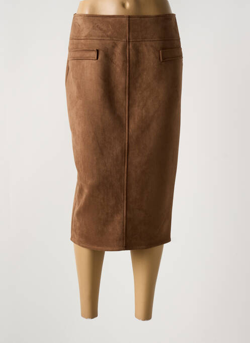 Jupe mi-longue marron HALOGENE pour femme