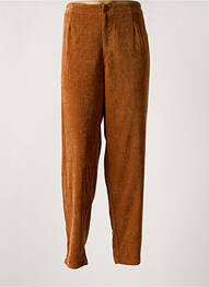 Pantalon droit stretch taille haute marron KOKOMARINA femme