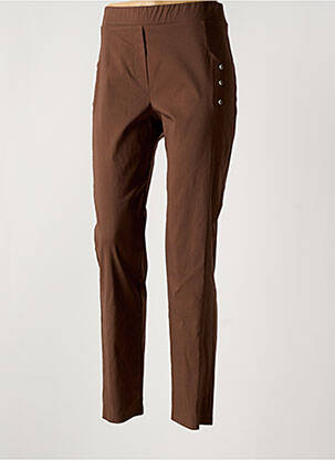Jegging tissage popeline taille normale marron HALOGENE femme