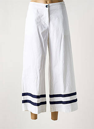 Pantalon 7/8 tissage popeline taille normale blanc MALOKA femme