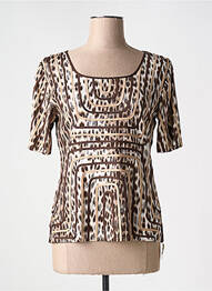Top col carré manches courtes marron DOUCEL femme