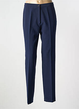 Pantalon droit fermeture zippée sous rabat boutonné bleu ANNE KELLY femme