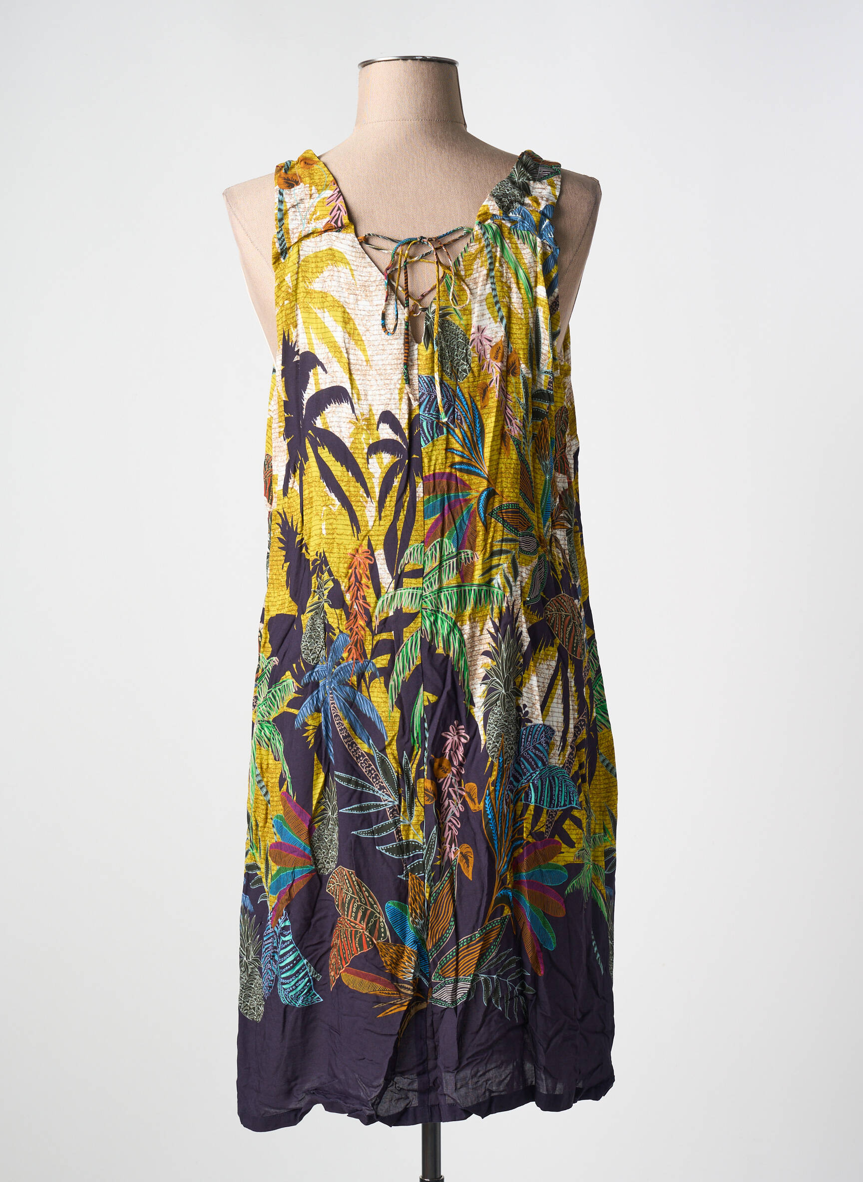 Robe Mi-longue Sans Manche Jaune Pause Cafe Femme - 2591120-jaune0 | Modz