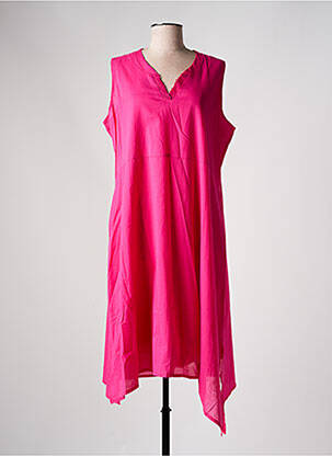 Robe mi-longue sans manche sans manche rose FRANCK ANNA femme
