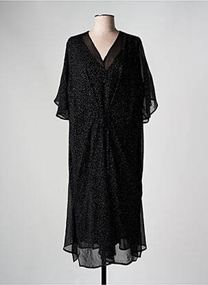 Robe mi-longue coupe fluide manches courtes noir ZHENZI femme