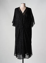 Robe mi-longue coupe fluide manches courtes noir ZHENZI femme