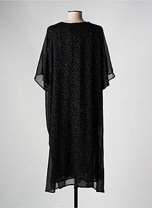 Robe mi-longue coupe fluide manches courtes noir ZHENZI femme