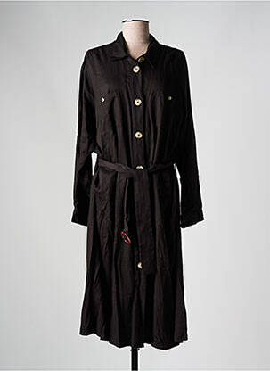 Robe mi-longue manches longues manches longues noir ZHENZI femme