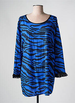 Pull tunique col rond manches longues bleu OCTAVIE & LEONIE femme
