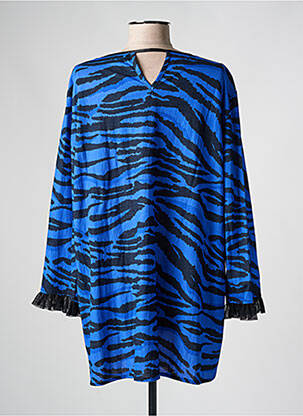 Pull tunique col rond manches longues bleu OCTAVIE & LEONIE femme