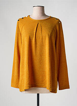 Pull tissage chiné manches longues jaune GRIFFON femme