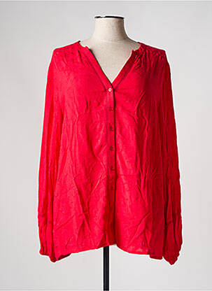Tunique manches longues tissage crêpe rouge YESTA femme