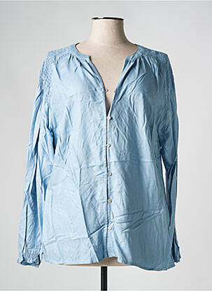 Chemisier coupe cintrée manches longues bleu CISO femme