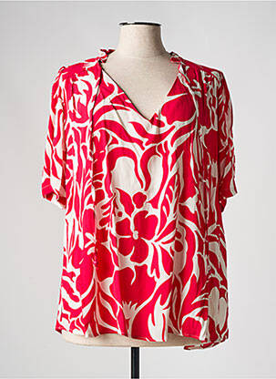 Blouse tissage popeline manches courtes rouge JEAN MARC PHILIPPE femme