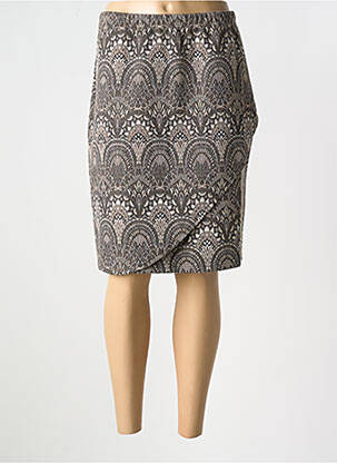 Jupe mi-longue coupe droite gris ZHENZI femme