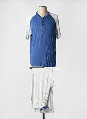 Pyjama col v bleu BARANDI homme