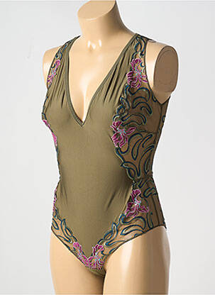 Body lingerie broderie vert LOUISA BRACQ femme
