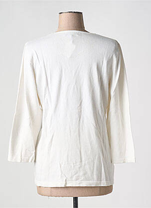 Pull col rond manches 3/4 blanc SIGNATURE femme