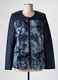 Veste chic col rond bleu GUY DUBOUIS femme