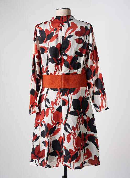 Robe mi-longue imprimé fleurs manches longues orange GREGORY PAT femme