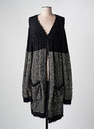Gilet manches longues maille maille poilu noir GUY DUBOUIS femme